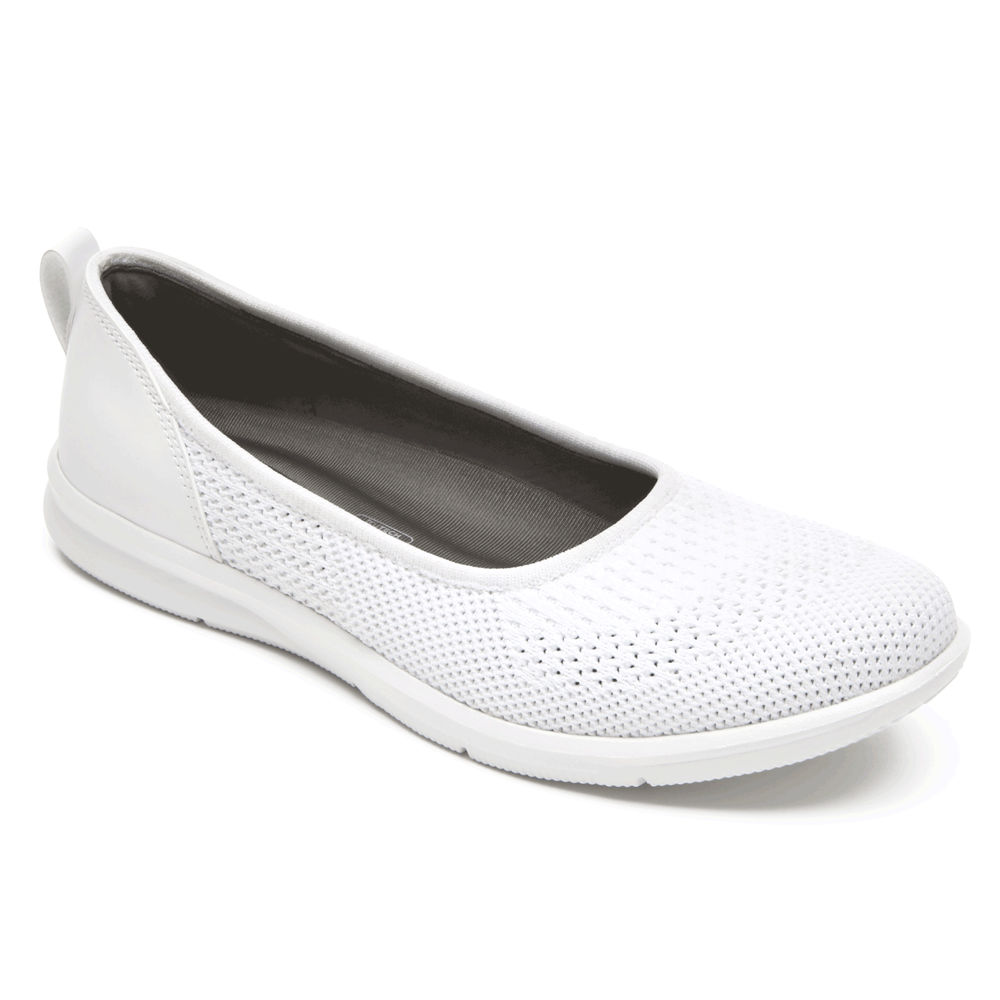 Rockport Womens Ayva Washable Knit Ballet - Slip-On White - GIR620794